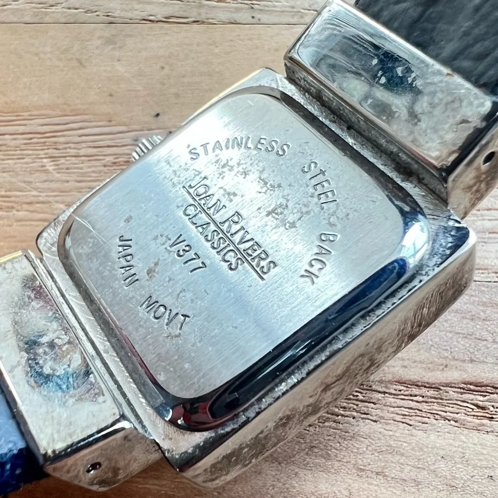 Joan rivers classics blue denim cuff bracelet watch NEW BATTERY